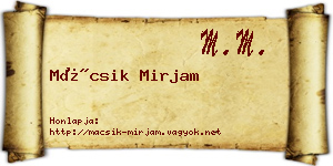 Mácsik Mirjam névjegykártya